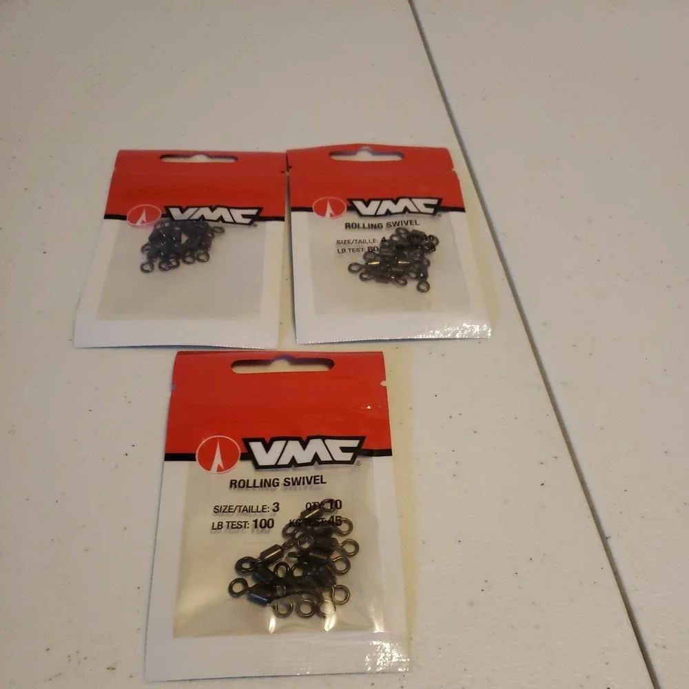3 packs vmc rolling swivel size 4  80lb test 10 pr pack rs#4 saltwater fresh New